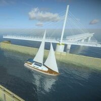 Cable-stayed pedestrian swing bridge is a first for the US image