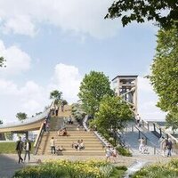 Girders lifted for park bridge in The Netherlands image