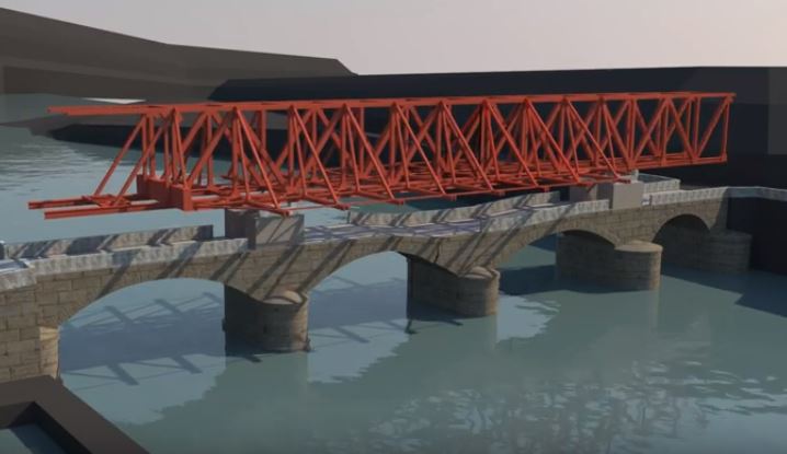 3D animation showing emergency repair work on bridge in Guipuzcoa Province, Spain image
