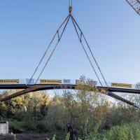 Belgian footbridge lifted into place image