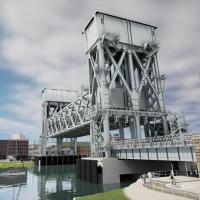 Construction begins of US railway lift bridge image