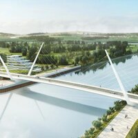 Scotland: Clyde’s first opening road bridge arrives by barge image