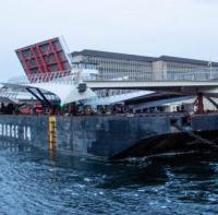 Components arrive on site for Copenhagen cycle bridge logo 