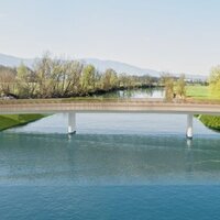 New concrete foot crossing design alludes to Slovenian local look logo 